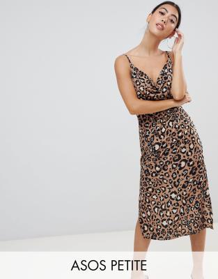 leopard print slip midi dress