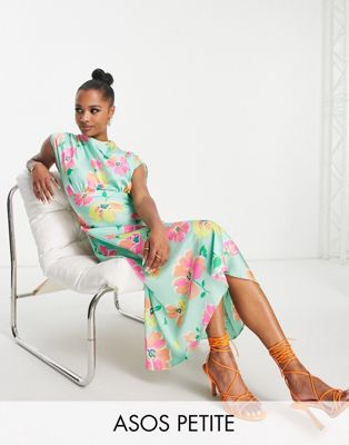ASOS DESIGN Petite cowl neck maxi dress in mint floral print - ASOS Price Checker