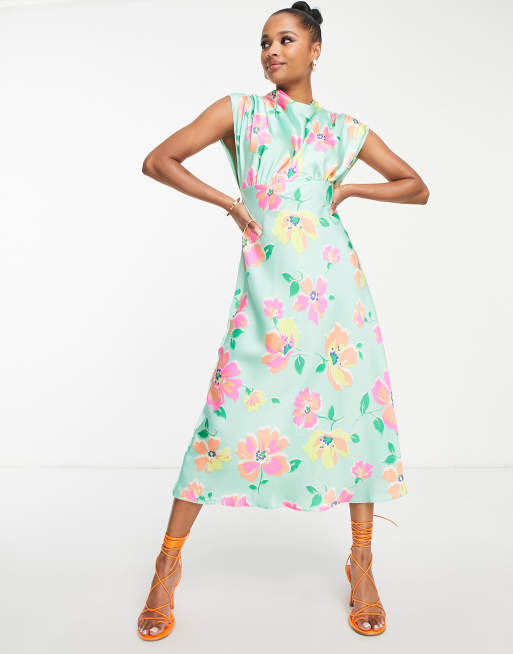 Vero Moda Aware keyhole maxi dress in green floral print