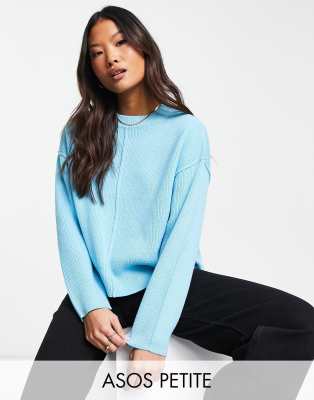 Blue Seam Detail Crew Neck Jumper