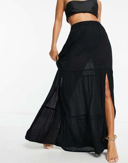 Crinkle tiered 2025 maxi skirt