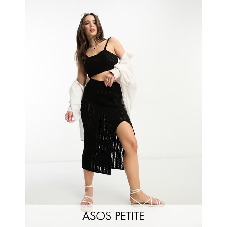 ASOS DESIGN Petite crochet maxi skirt in black part of a set ASOS