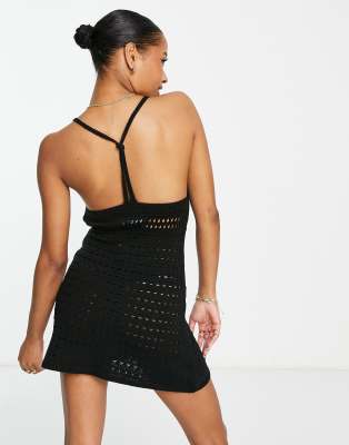 ASOS DESIGN Petite crochet mini dress in black | ASOS