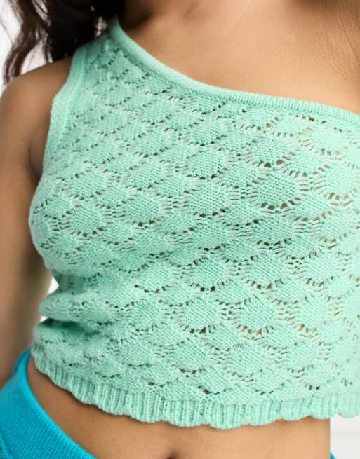 Turquoise one shoulder online top