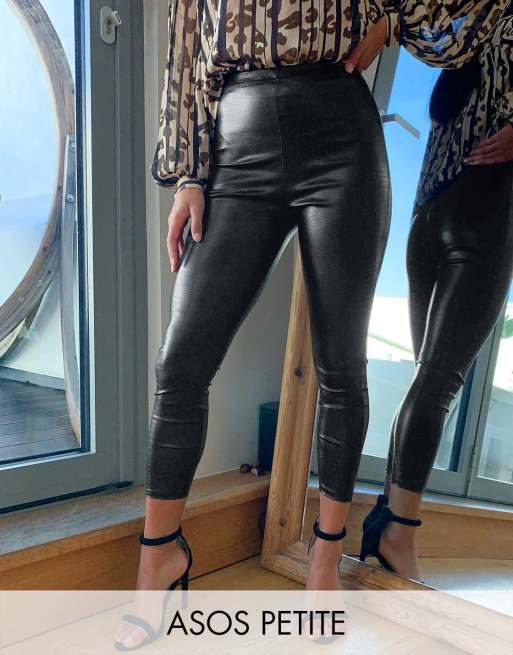 ASOS DESIGN leather look leggings in black