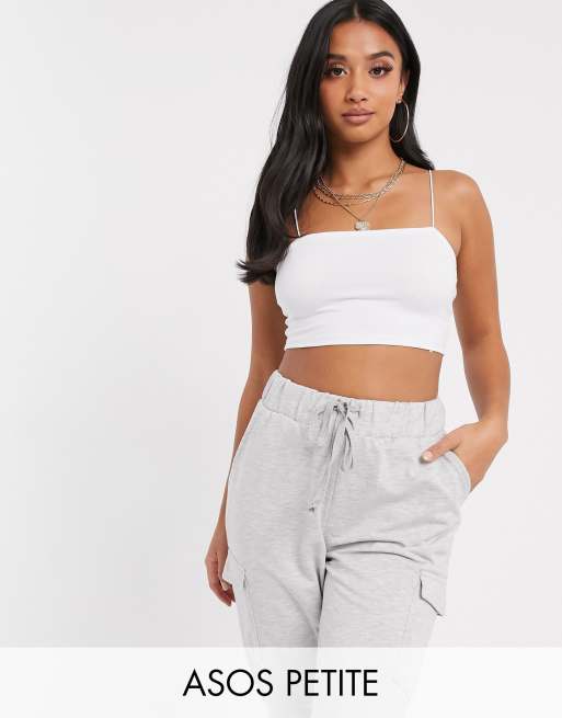 ASOS DESIGN Petite crop bandeau with skinny straps in white