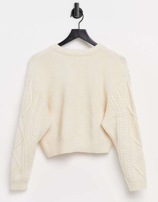 Cream crop shop top sweater