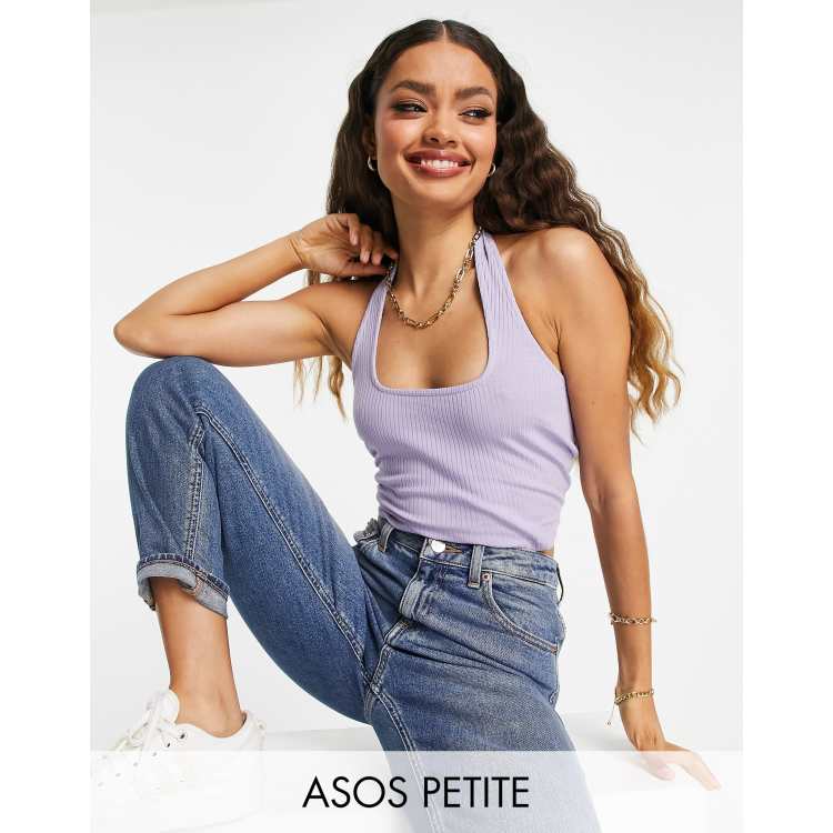 ASOS DESIGN Petite Crop top allacciato al collo con scollo