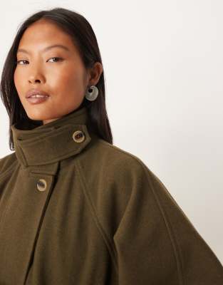 Asos Petite Asos Design Petite Cropped Cape Formal Coat In Green