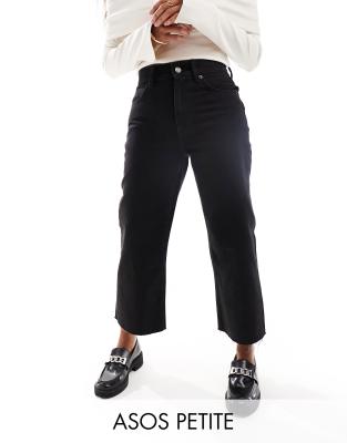 ASOS DESIGN Petite cropped comfort stretch straight leg jeans in clean black