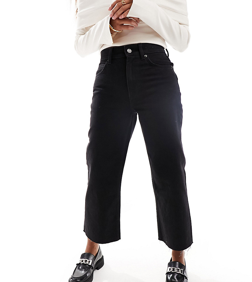 Asos Petite Asos Design Petite Cropped Easy Straight Jean In Clean Black