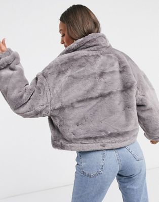 cropped faux fur jacket