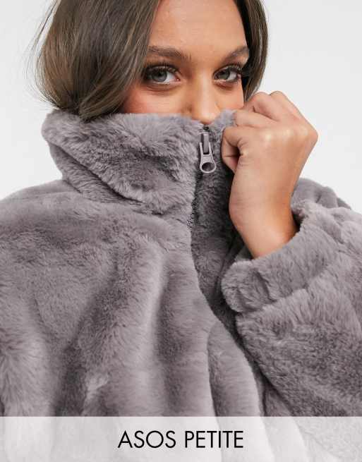 Gray faux 2024 fur jacket