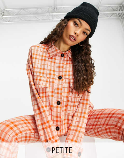ASOS DESIGN Petite - Cropped habitjakke med orange tern i jersey