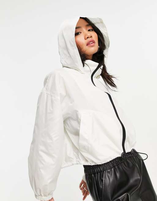 Cropped rain best sale jacket with hood