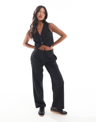 Asos Petite Asos Design Petite Cropped Tailored Vest In Black