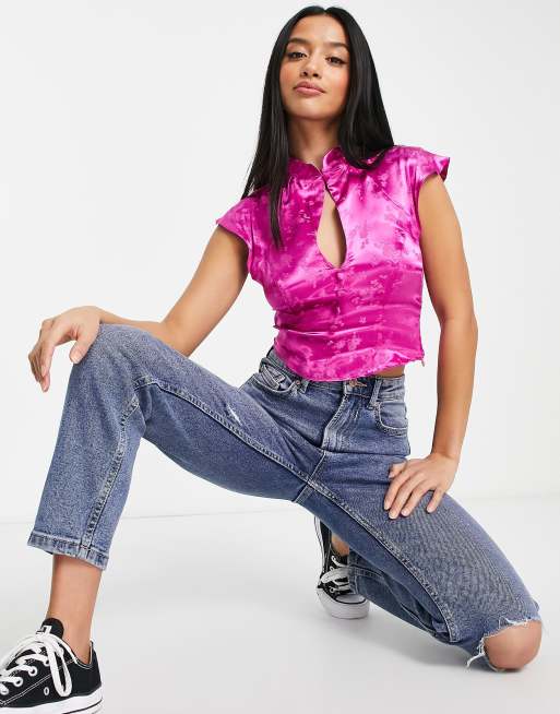 ASOS DESIGN Petite - Croptop med dråbeformet udskæringsdetalje og knapper foran, 3 af 4