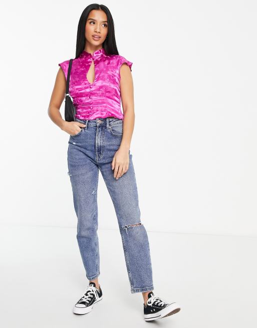 ASOS DESIGN Petite - Croptop med dråbeformet udskæringsdetalje og knapper foran, 4 af 4