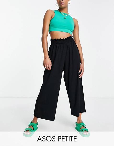 1475-1 Smart Soft Culottes 3/4 Trousers Black 8-22 ICE 