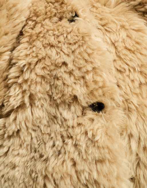 ASOS Design Curly Faux Sheepskin Jacket in sand-Neutral