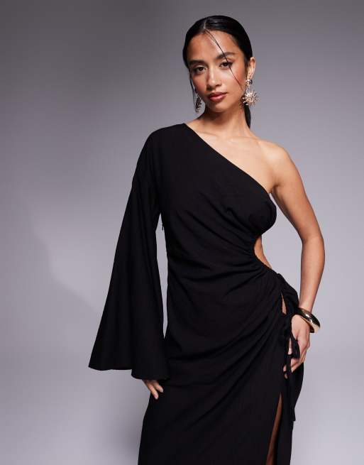 ASOS Design Petite cutout channel maxi dress in Black
