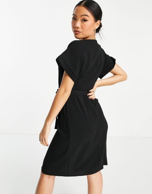 ASOS DESIGN Petite – Czarna kopertowa sukienka midi, 2 z 4