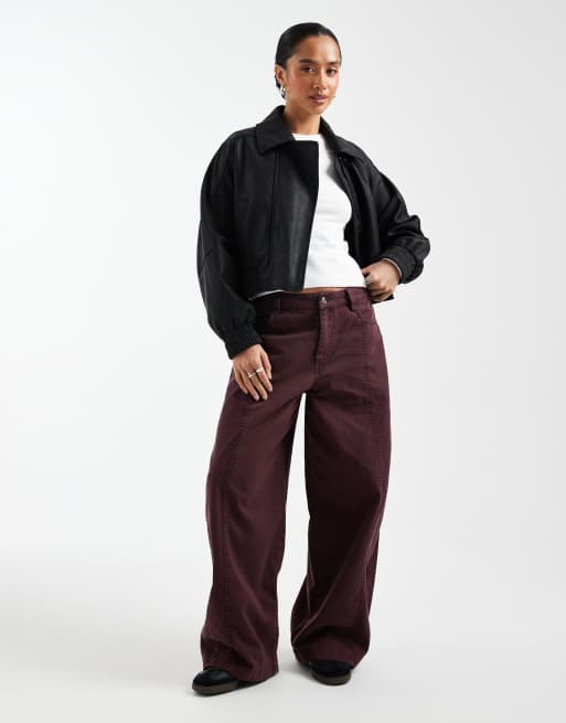 ASOS DESIGN Petite – Czarna kurtka bomberka typu biker z imitacji skóry, 4 z 4