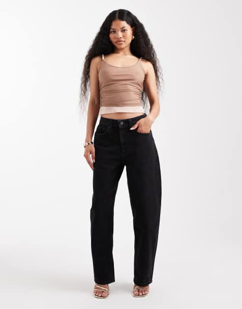 ASOS DESIGN Petite slim barrel jeans in washed black 