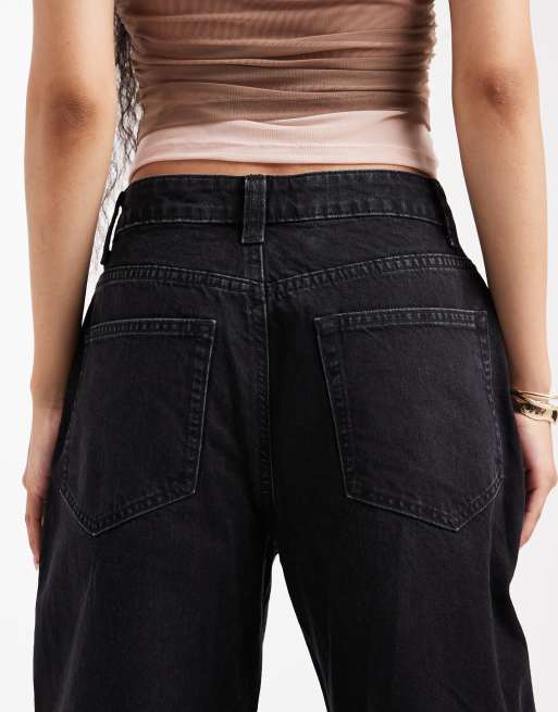 ASOS DESIGN Petite – Czarne dopasowane jeansy barrel , 4 z 5