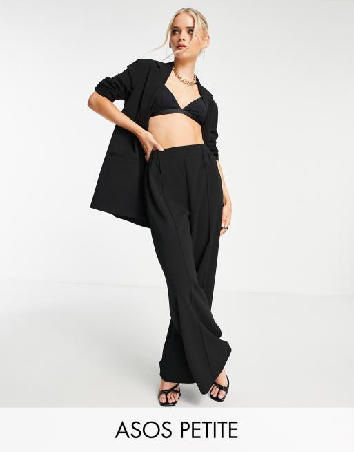 ASOS DESIGN Petite – Czarne dżersejowe spodnie o bardzo luźnym kroju z szerokimi nogawkami 