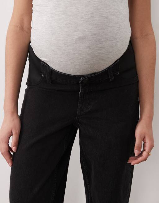 ASOS DESIGN Petite – Czarne jeansy o fasonie dad z szerokimi nogawkami, 4 z 5