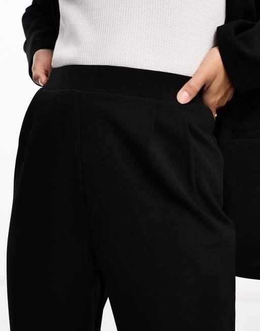 ASOS DESIGN Petite – Czarne zwężane spodnie garniturowe z dżerseju, 3 z 4
