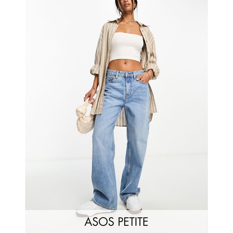 ASOS DESIGN Petite dad jean in mid blue | ASOS