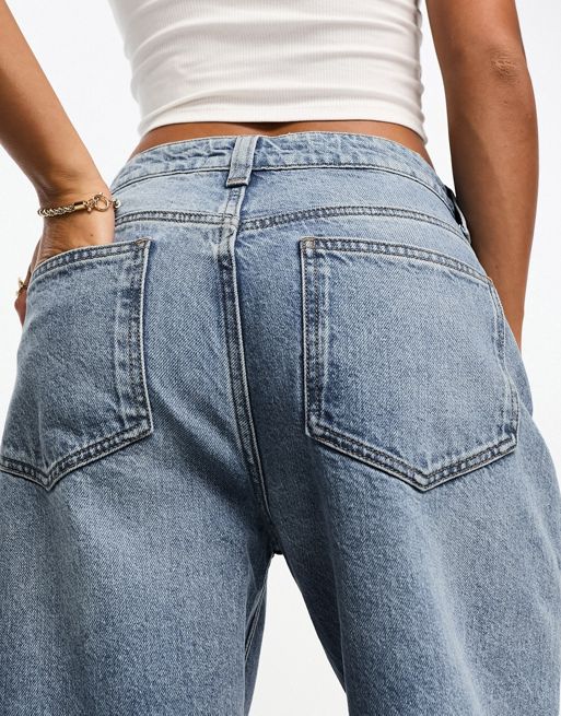 ASOS DESIGN Petite dad jean in mid blue