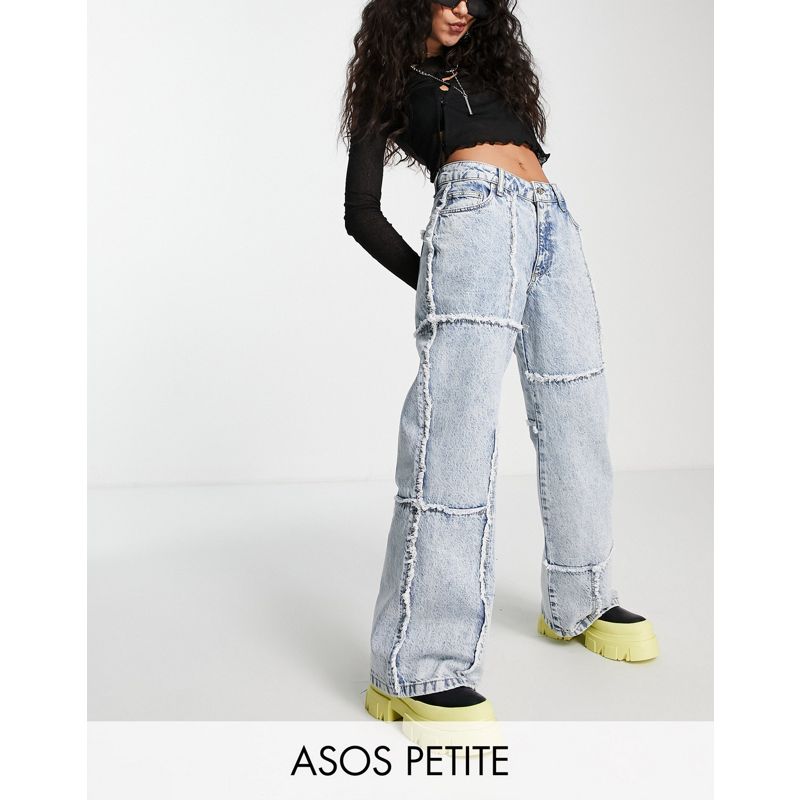 Jeans cFi1Y DESIGN Petite - Dad jeans comodi in misto cotone organico con motivo patchwork sfrangiato 