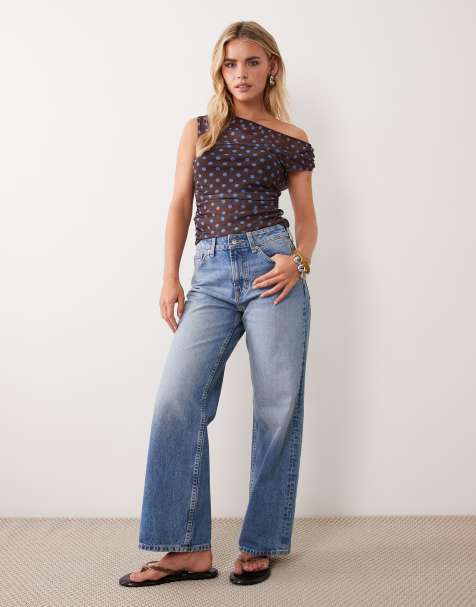 ASOS DESIGN Petite - Dad-jeans med brede ben i autentisk mellemvask - view 1