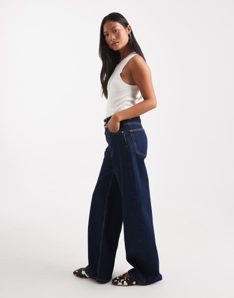 ASOS DESIGN Petite – Dad-Jeans mit weitem Bein in Rinse-Waschung - view 1