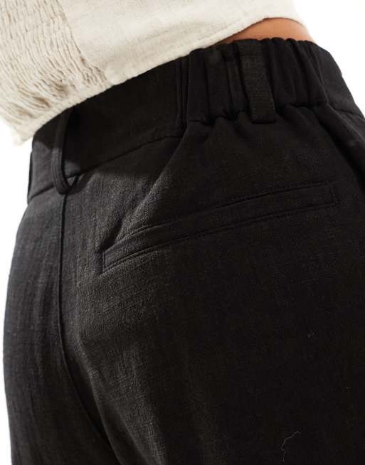 ASOS DESIGN Petite - Dad short van linnenmix in zwart, 2 van 5