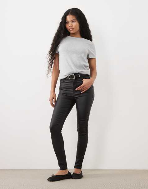 ASOS DESIGN Petite - De ultimative skinny jeans i sort coating - view 1