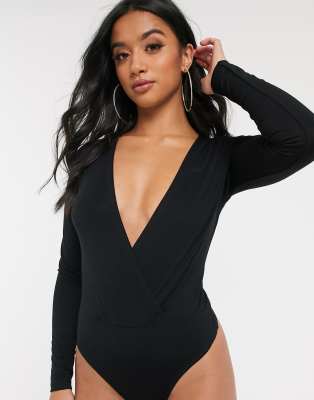 black deep v body suit