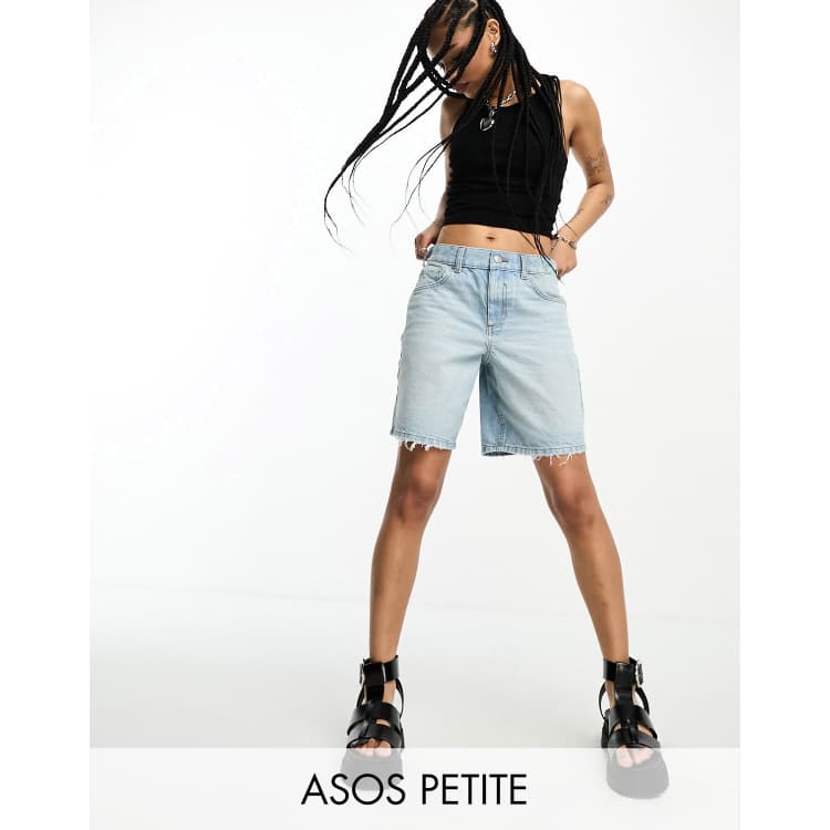 ASOS DESIGN Petite denim bermuda shorts in lightwash blue