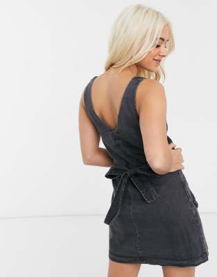 black pinafore mini dress