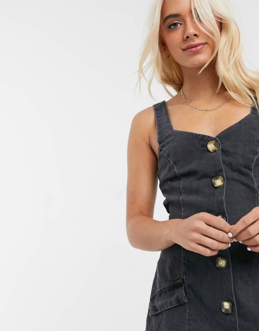 Black button pinafore outlet dress