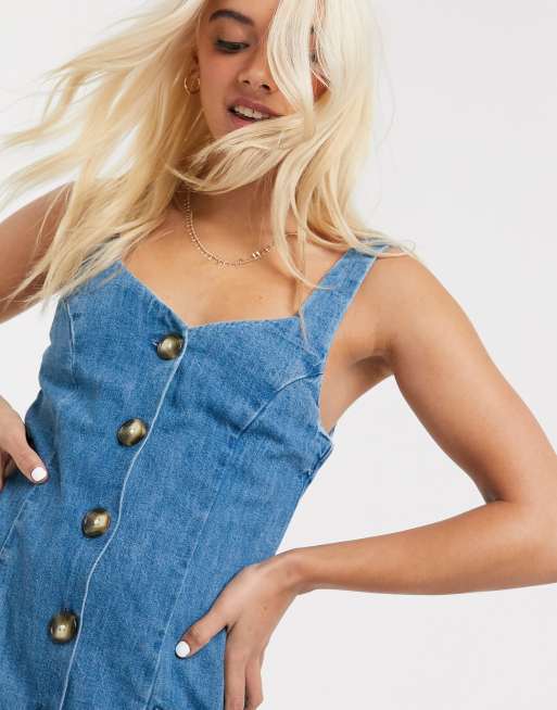 Asos denim hot sale pinafore dress