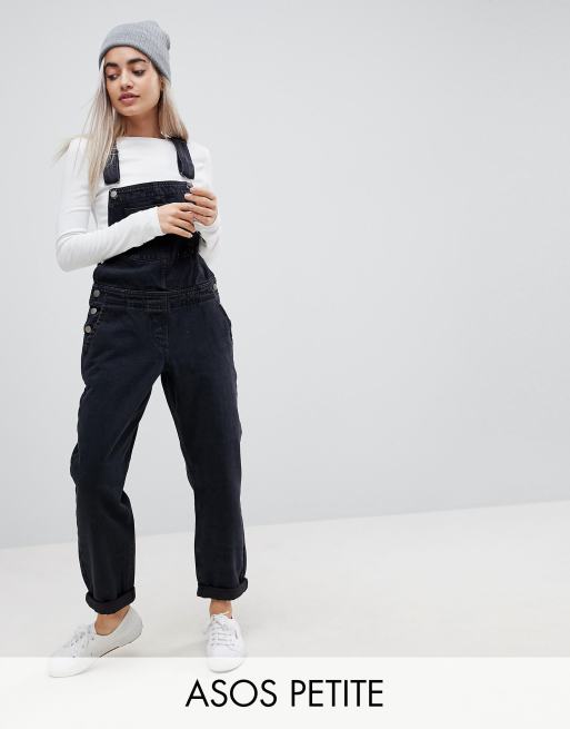 ASOS DESIGN Petite denim dungaree dress in washed black