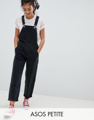 girls black denim dungarees