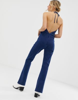 petite denim jumpsuit