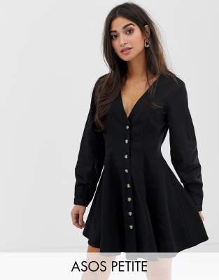 long sleeve black denim dress