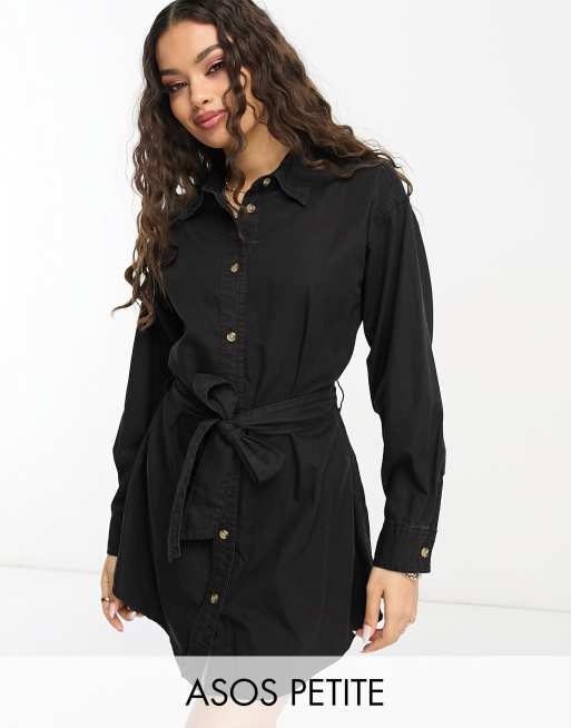 ASOS DESIGN Petite nipped in waist mini dress in black