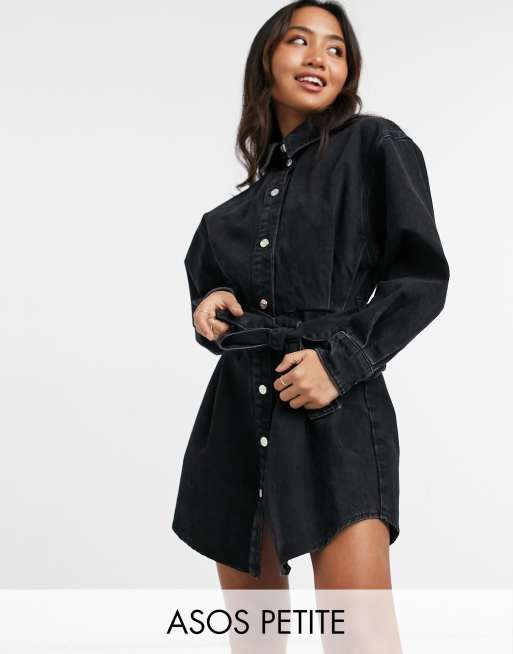 Petite black denim store dress